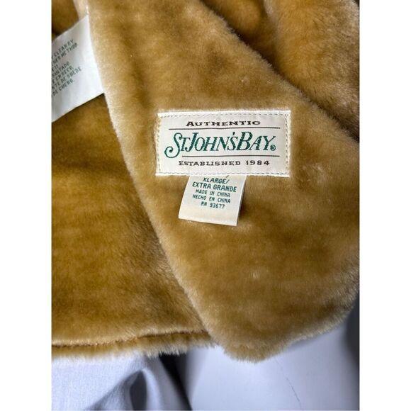 Vintage Y2K St. John’s Bay camel penny lane suede coat with fur trim size XL - Picture 9 of 13